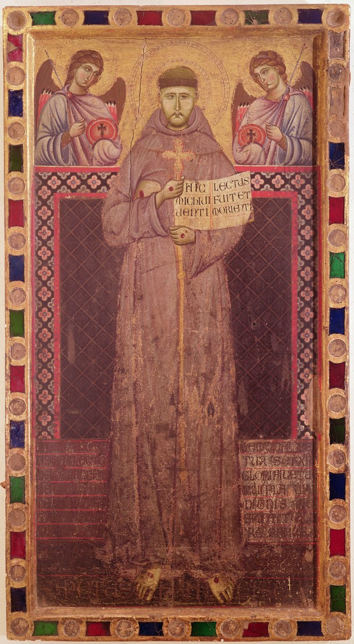 St. Francis and Angels, ca. 1250-1300 (tempera på panel) av Italian School
