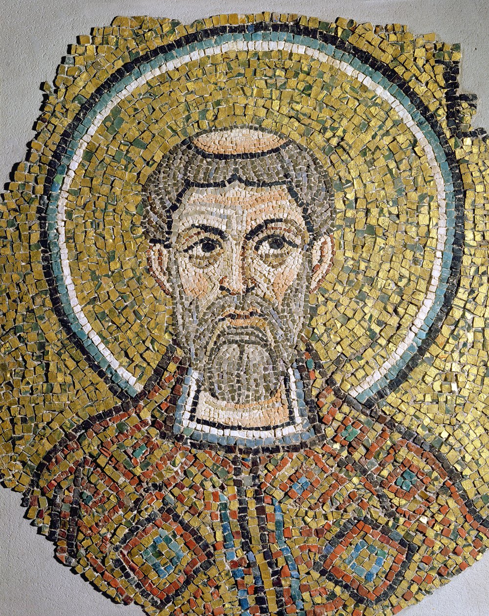 St. Ursicinus: Fragment av en mosaikk fra Basilica Ursiana, den tidligere katedralen i Ravenna (mosiac) av Italian School