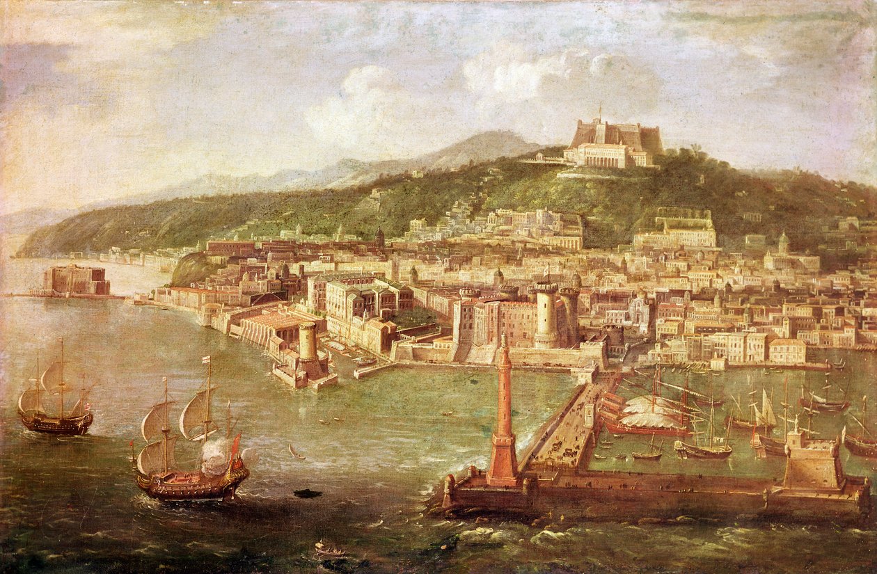 Havnen i Napoli av Italian School