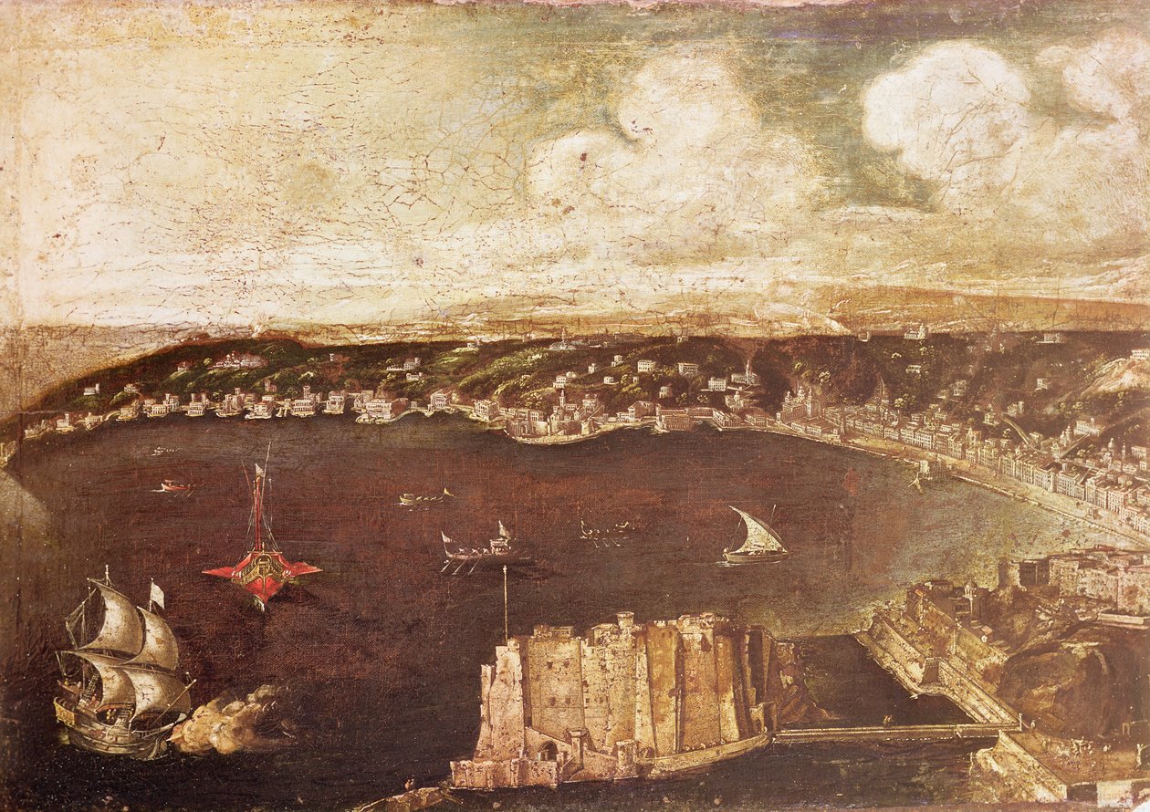 Havnen i Napoli av Italian School