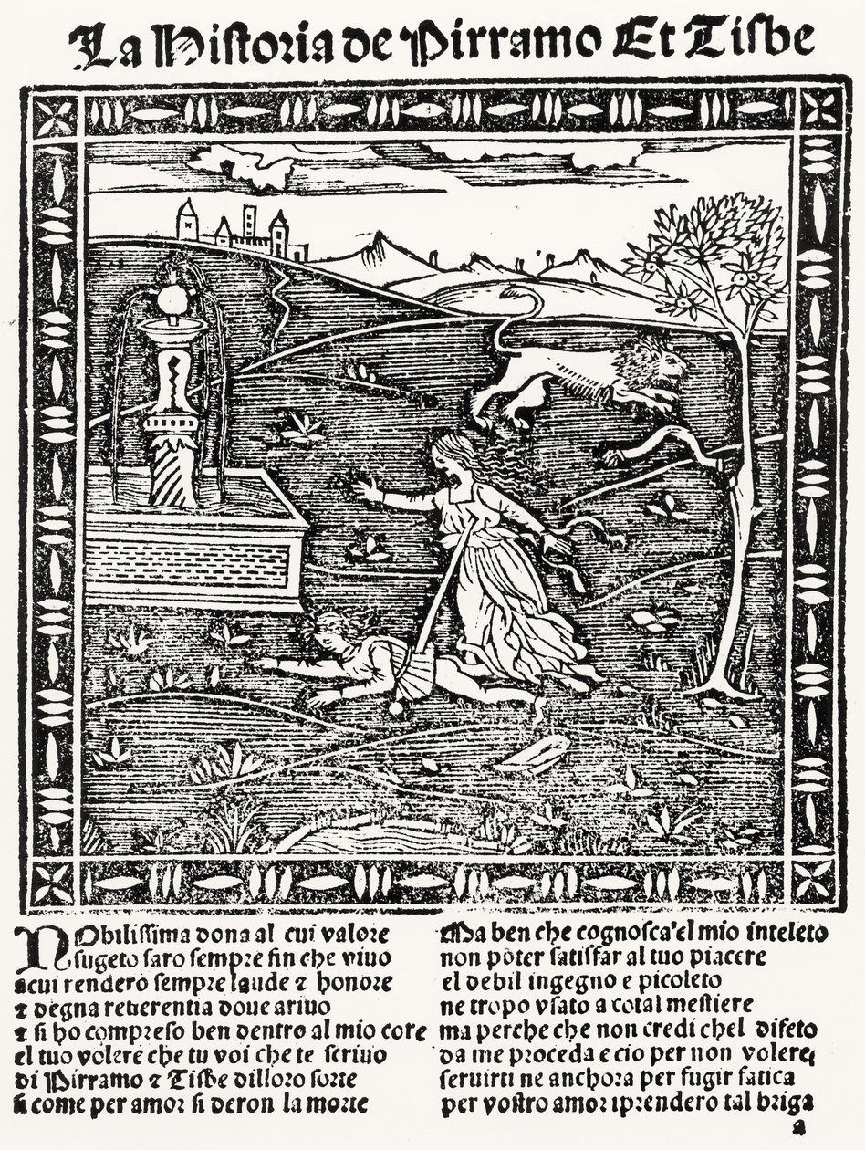 Historien om Pyramus og Thisbe av Italian School