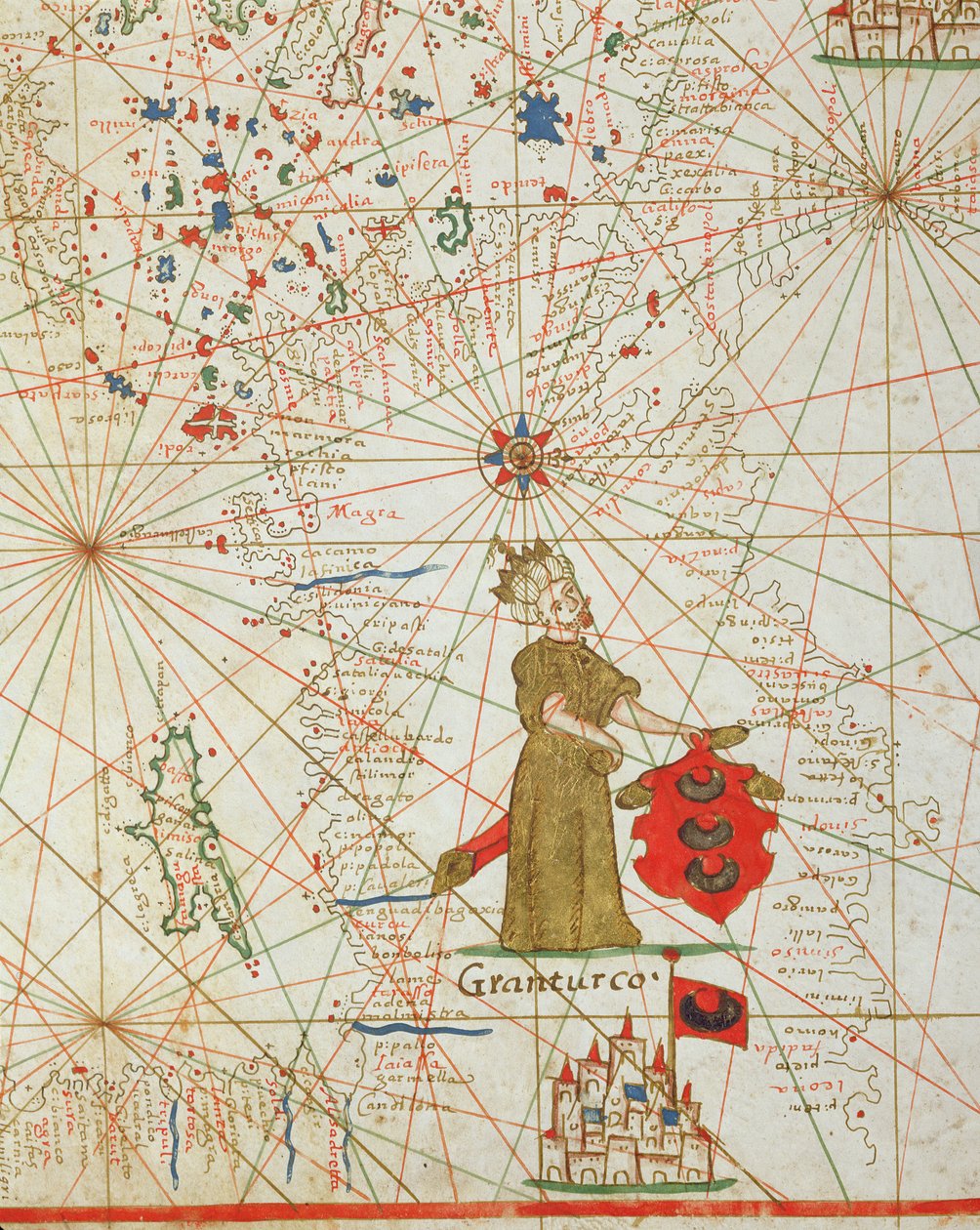 Det tyrkiske riket, fra et nautisk atlas, 1646 (blekk på vellum) av Italian School