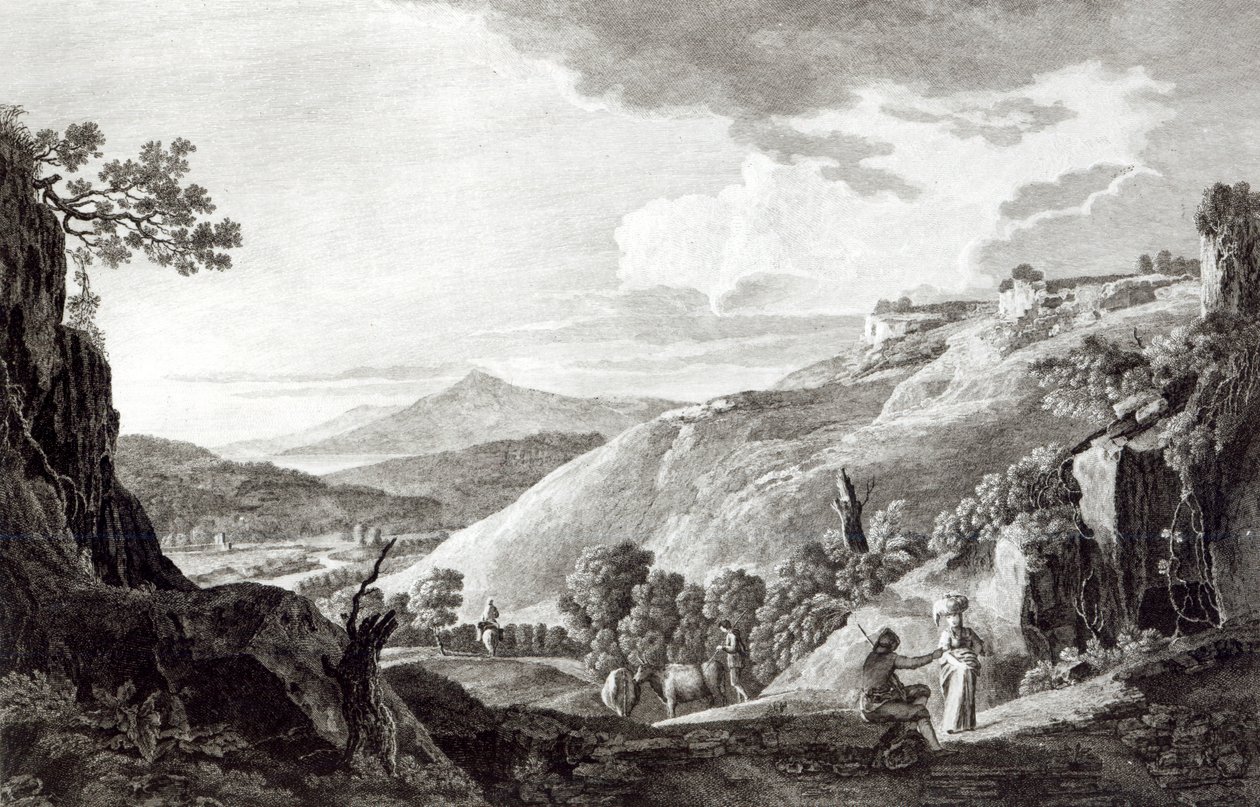 Utsikt over Tarquinia og Corneto av Italian School