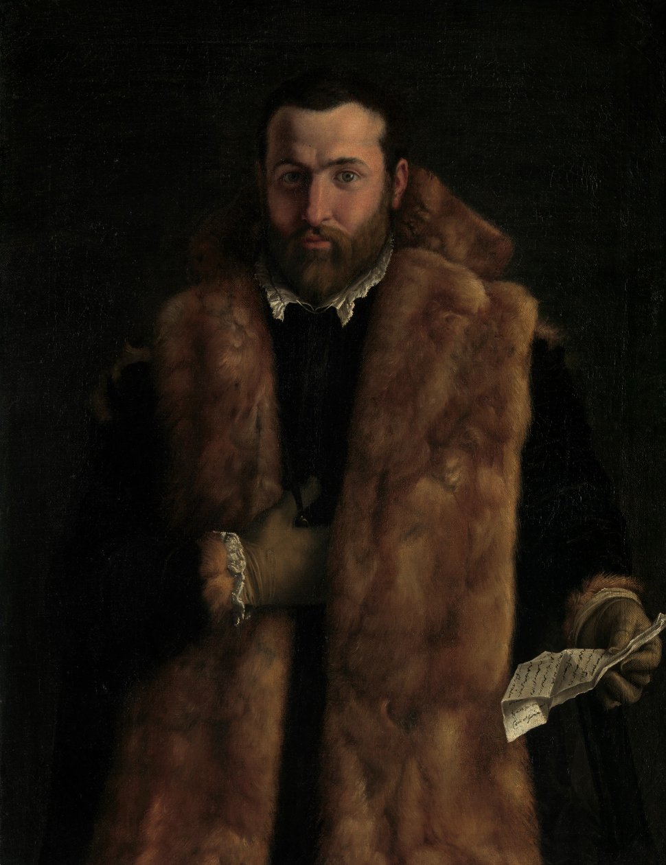 Portrett av en mann i en pelstrimmet frakk, ca. 1540. av Italian
