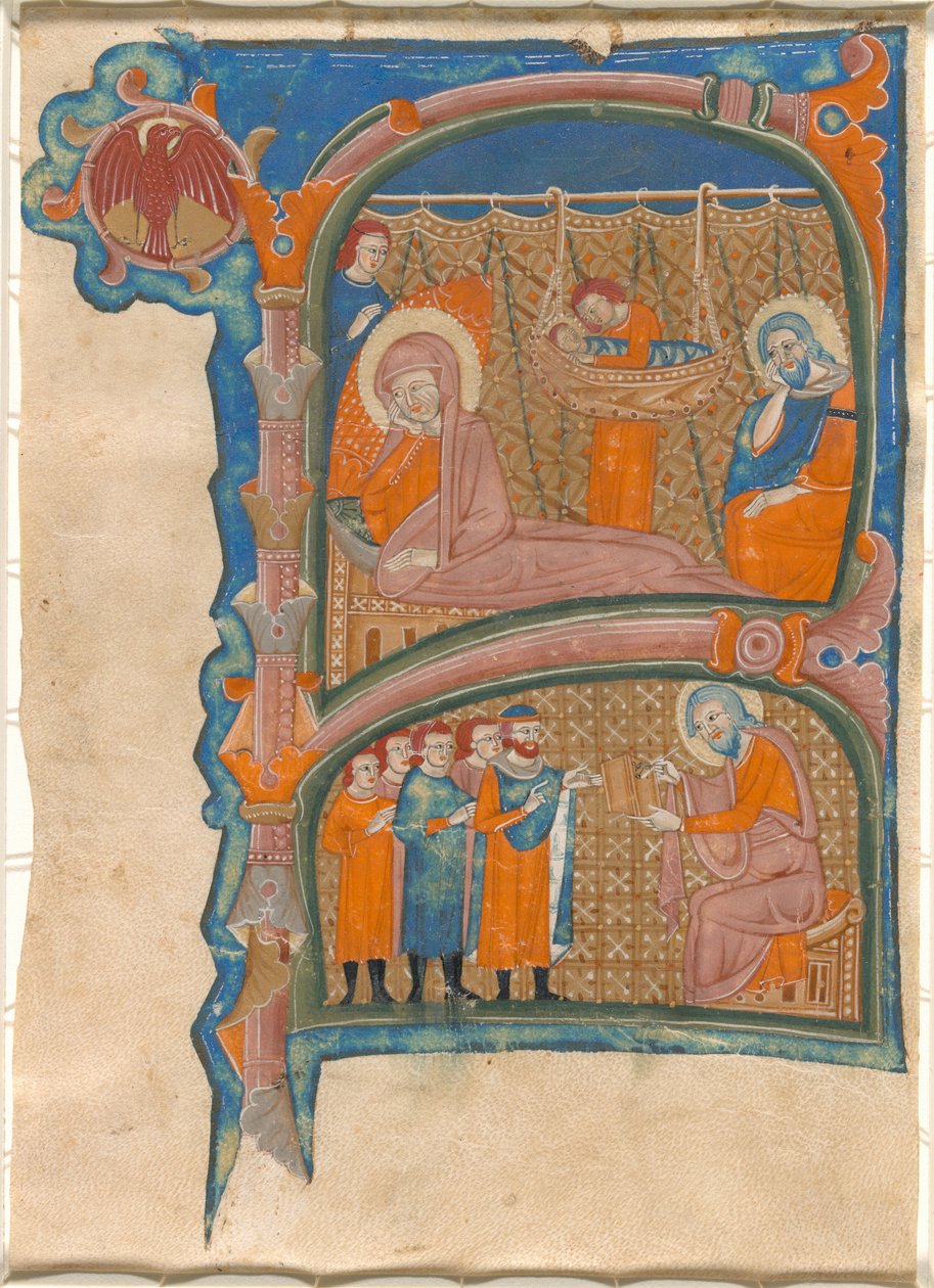 Fødsel og navngivning av døperen Johannes av Italian 13th Century