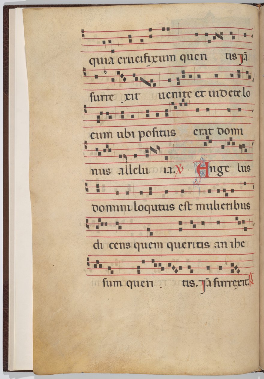 Blad 1 fra et antifonalt fragment (verso) av Italian 13th Century