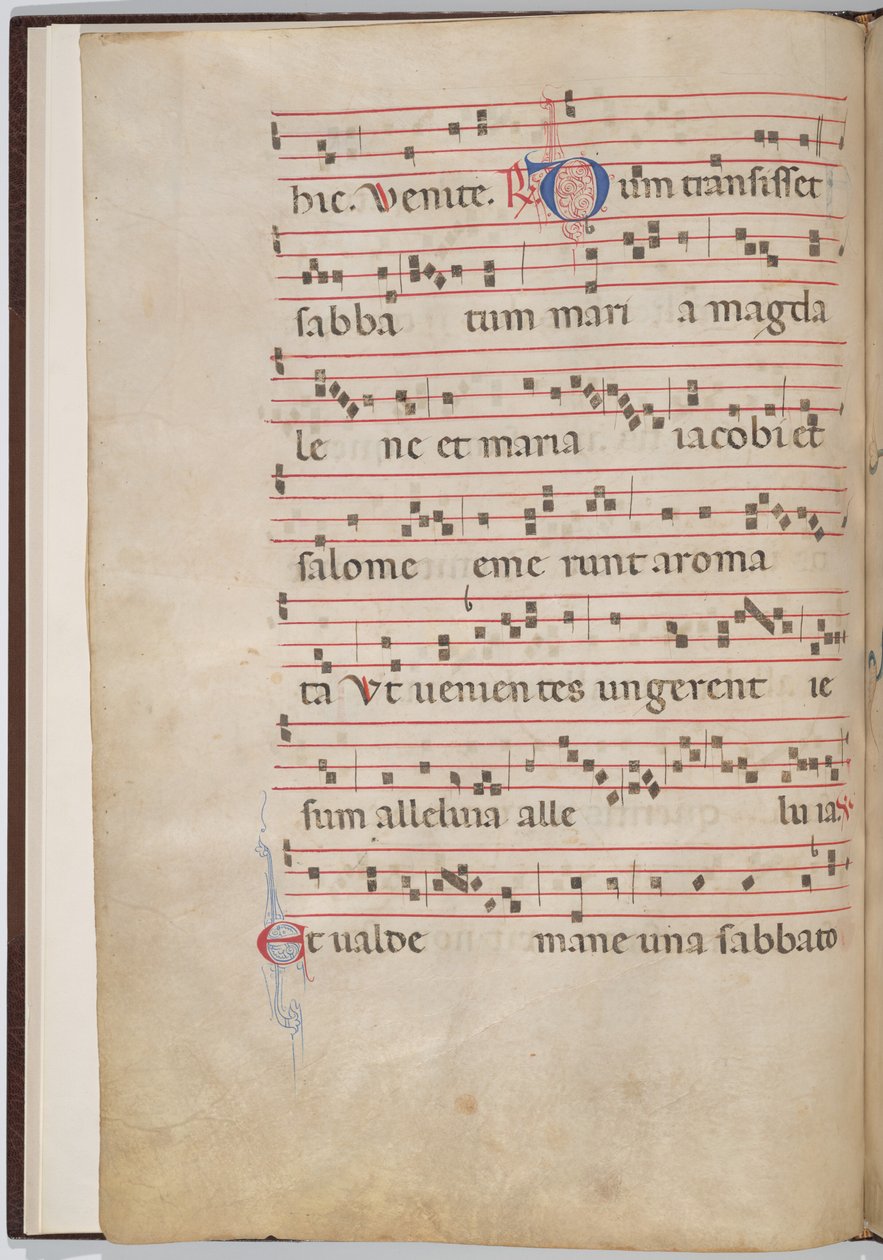 Blad 2 fra et antifonalt fragment (verso) av Italian 13th Century