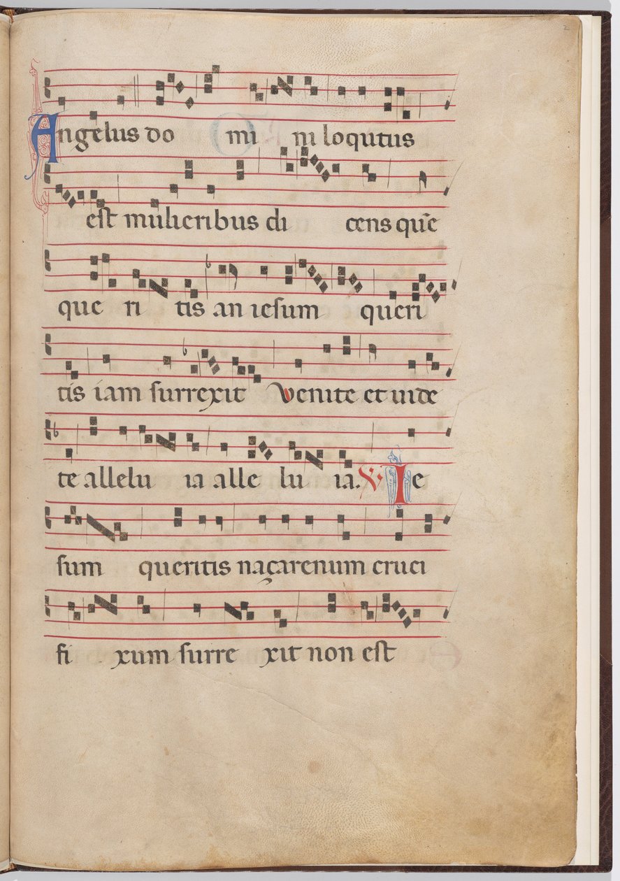 Blad 2 fra et antifonalt fragment av Italian 13th Century