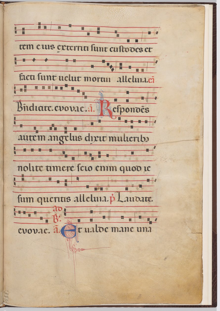 Blad 4 fra et antifonalt fragment av Italian 13th Century