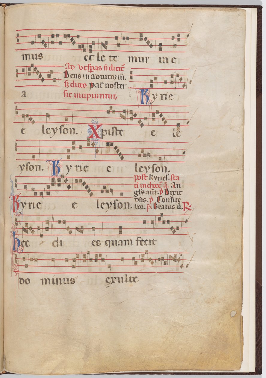 Blad 5 fra et antifonalt fragment av Italian 13th Century
