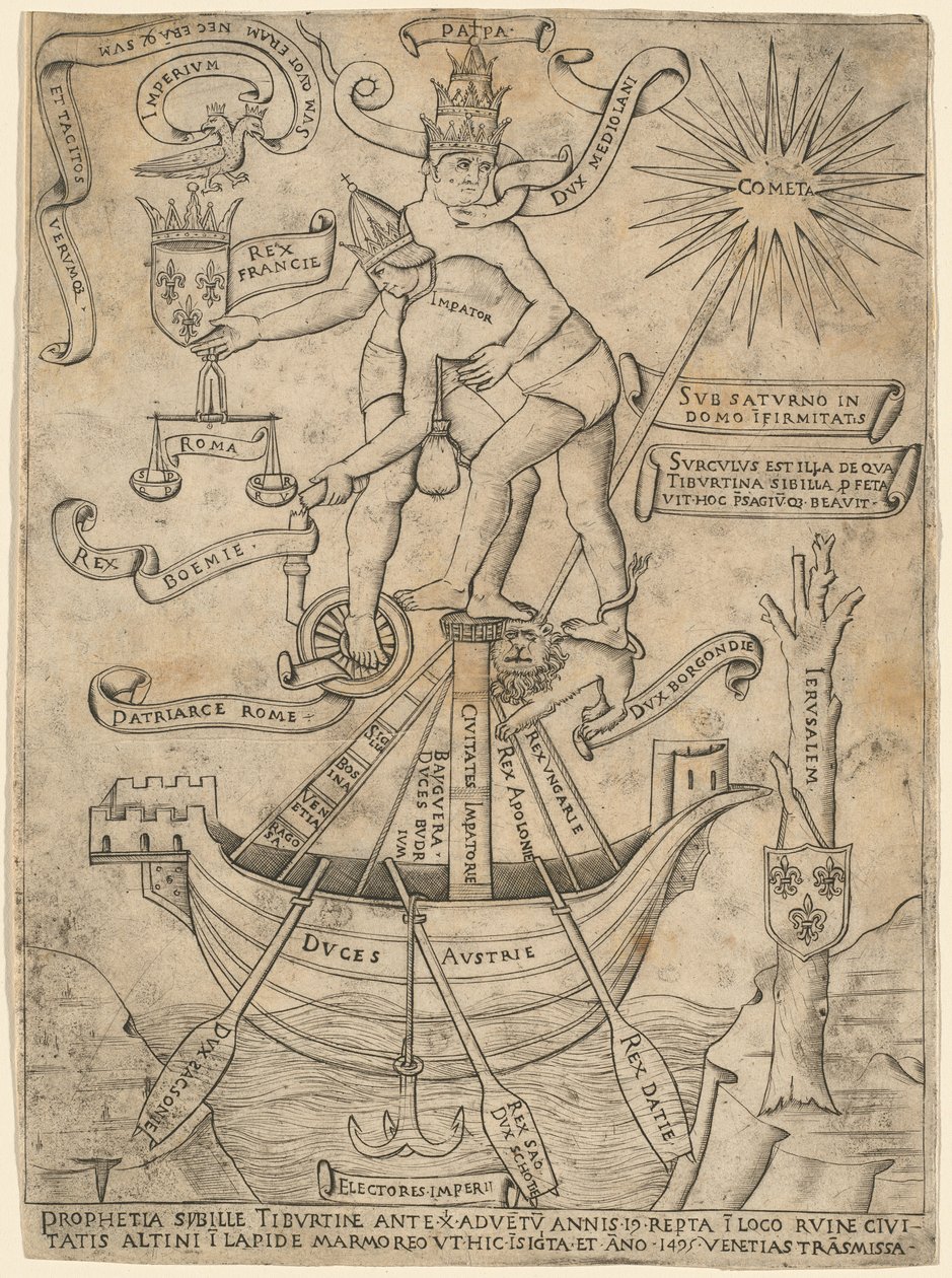 Allegori om keiseren og paven av Italian 15th Century