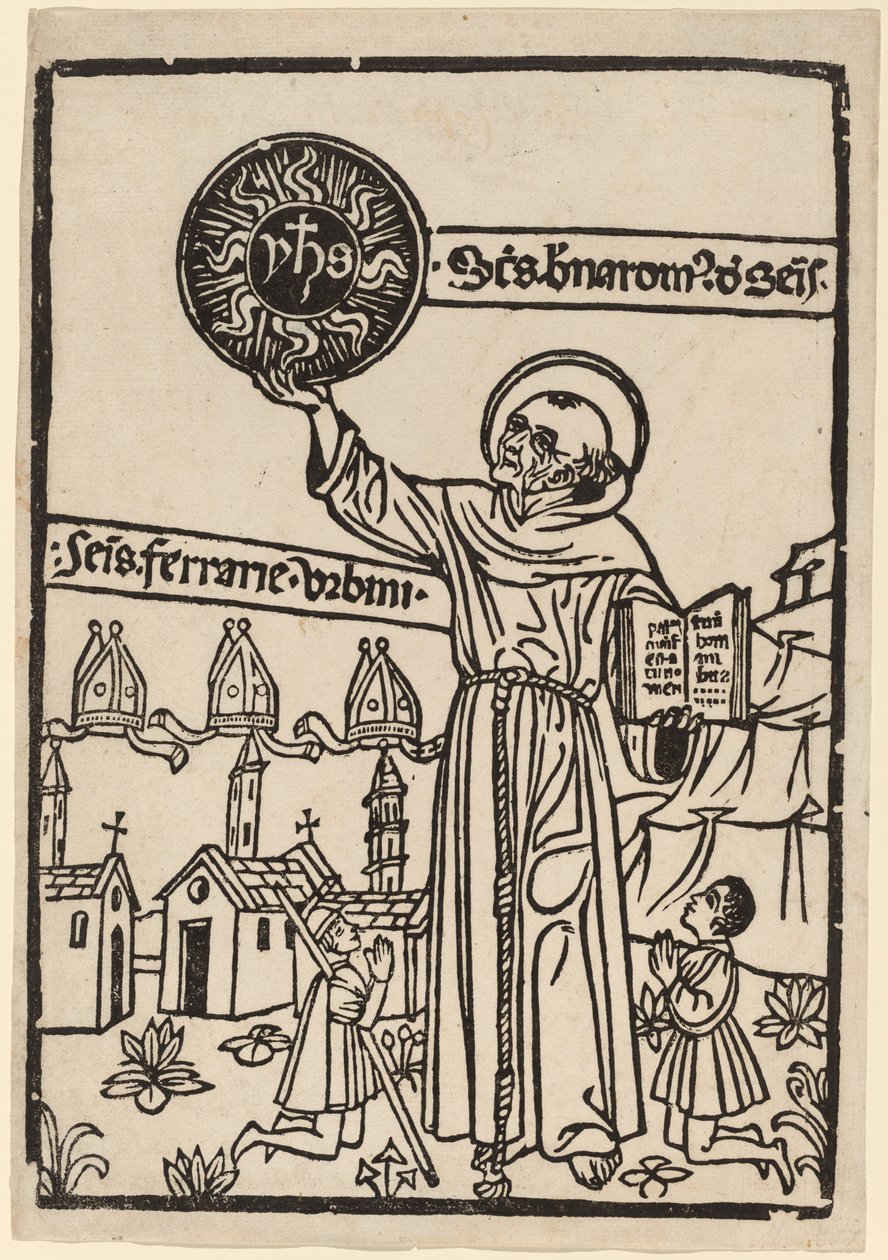 Saint Bernardino av Siena av Italian 15th Century