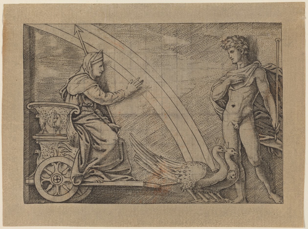 Juno i en vogn trukket av påfugler av Italian 16th Century