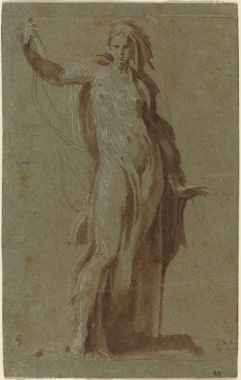 Stående kvinne som holder en rulle av Italian 16th Century