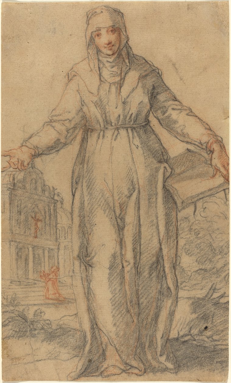Kvinnelig hellig (Saint Clare of Assisi eller Saint Catherine of Siena?) av Italian 17th Century