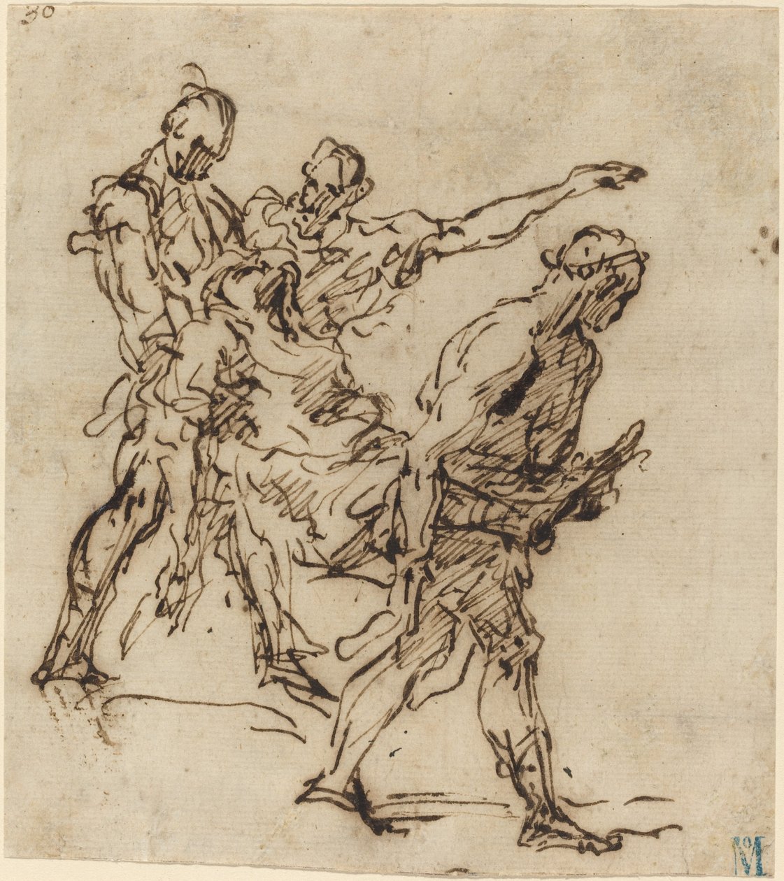 Figurer som bærer en kropp av Italian 17th Century