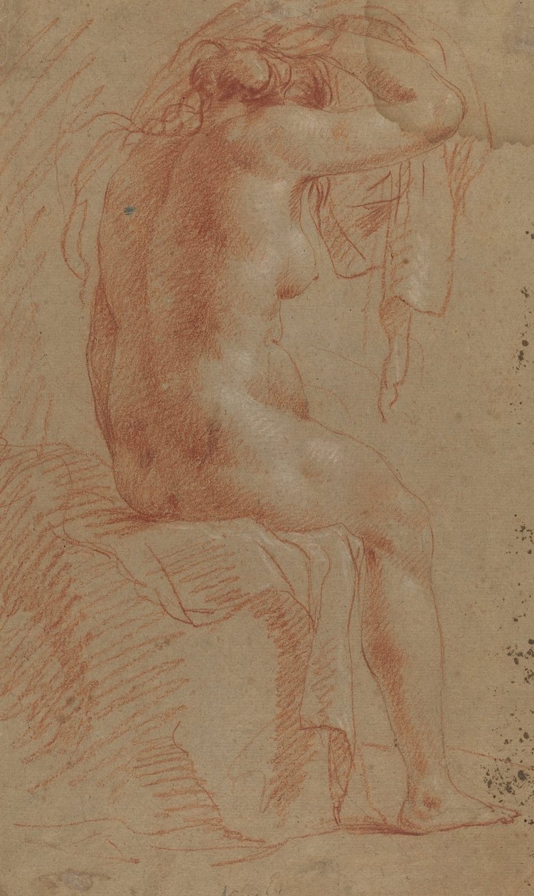 Naken kvinnelig figur [verso] av Italian 17th Century