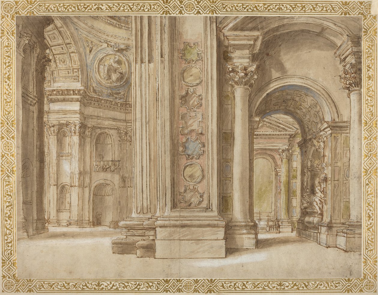 Interiøret til Peterskirken, Roma av Italian 17th Century