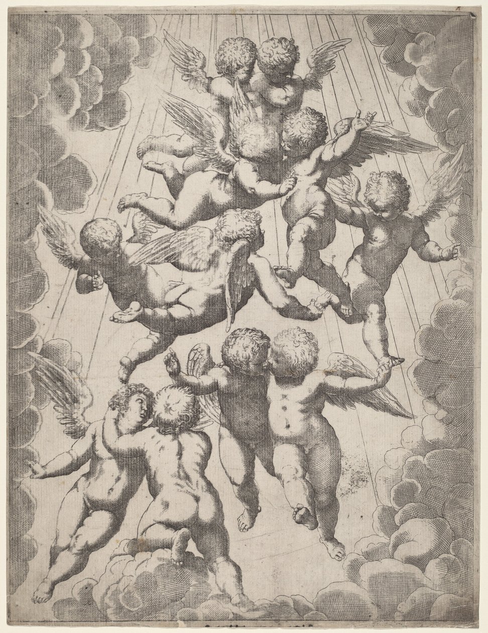 En gruppe engler i ære av Italian 17th Century, after Guido Reni, after Luca Cambiaso
