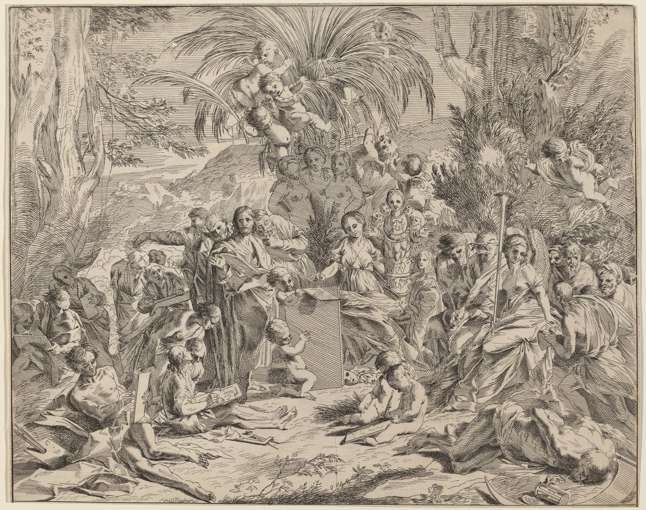 Allegori om maleri av Italian 17th Century, after Pietro Testa