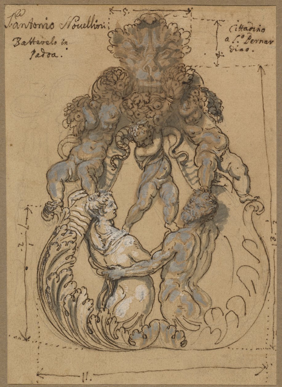 Dørbanker med Triton, Nereid og Putti av Italian 17th or 18th Century