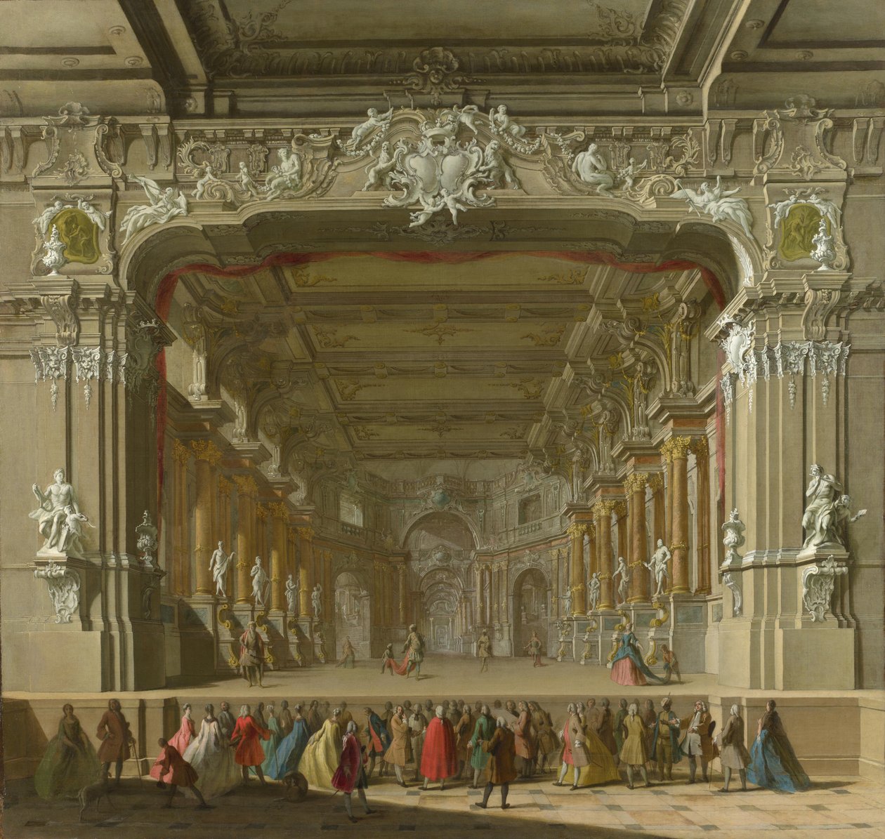Interiøret til et teater, tidlig på 1700-tallet. av Italian Master