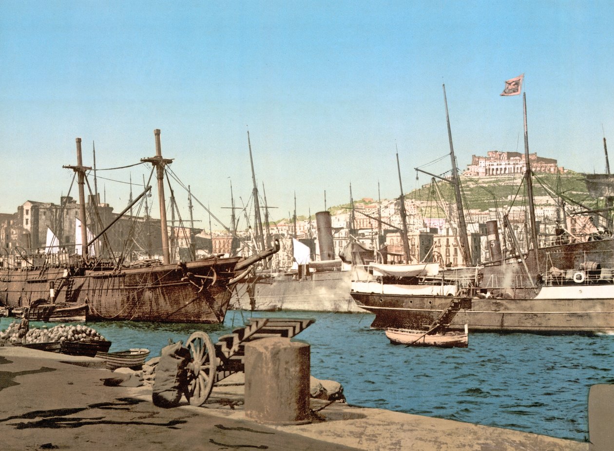 Napoli havn, pub. ca. 1891 av Italian Photographer