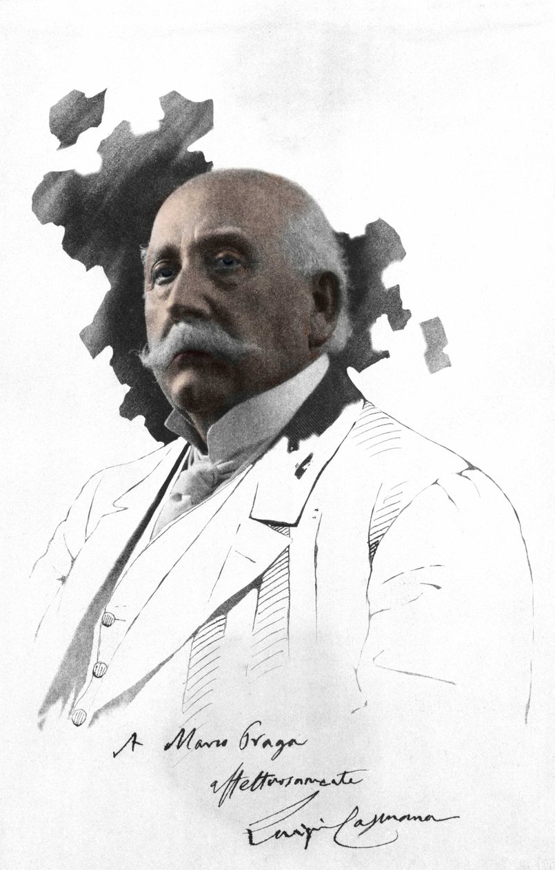 Portrett av Luigi CAPUANA (1839-1915) italiensk forfatter. Fotografilim på tegning med dedikasjon av Marco Praga. Milanese . av Italian Photographer