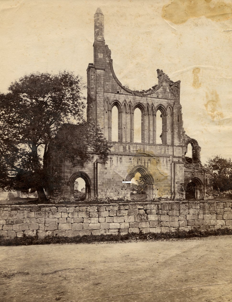 Ruinene av Byland Abbey, sett fra nordvest, Storbritannia, rundt 1890 av Italian Photographer
