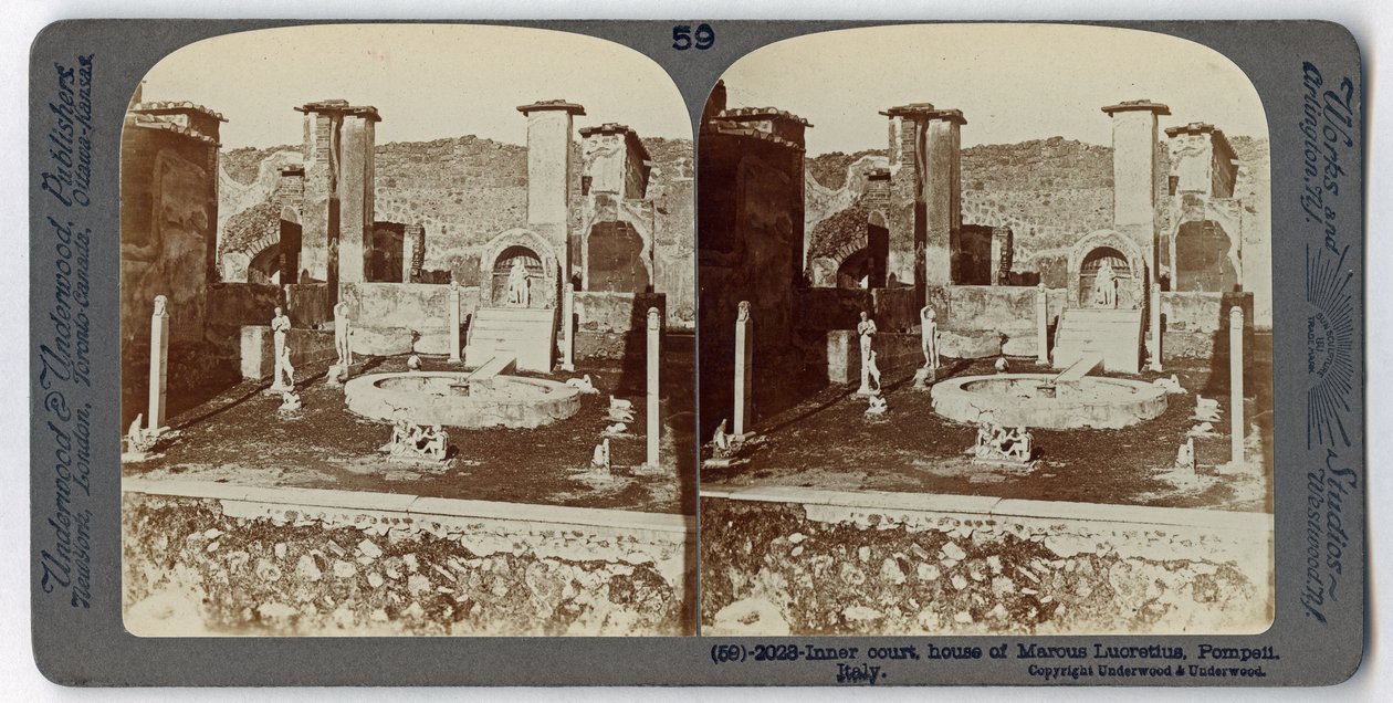 The House of Marcus Lucretius, Pompeii, fra The Underwood Travel Library, 1895 (sepia-bilde) av Italian Photographer