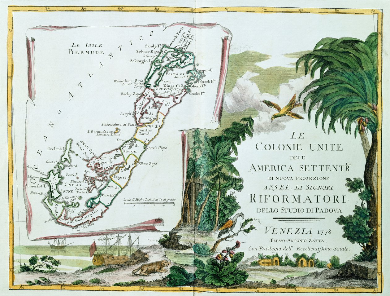Et kart over Bermuda, 1775-85 av Italian School