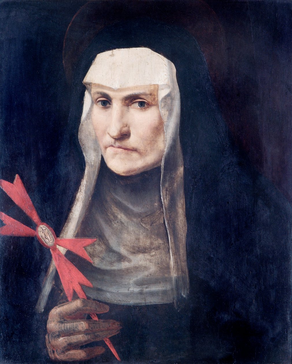 A Sainted Nun, ca. 1600 (olje på poppelpanel) av Italian School