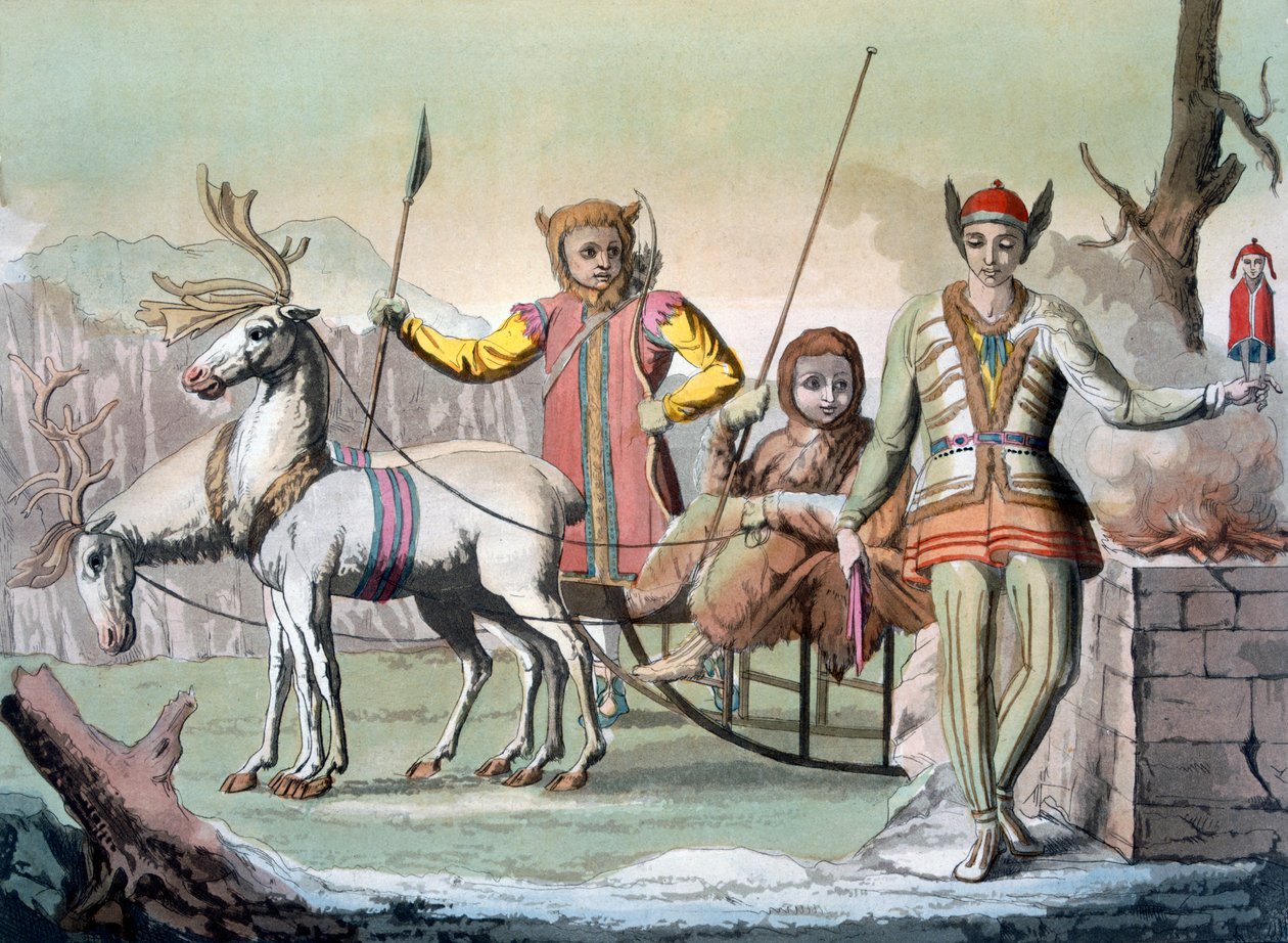 En viss sjaman med følge, Sibir, ca. 1820-30-tallet av Italian School
