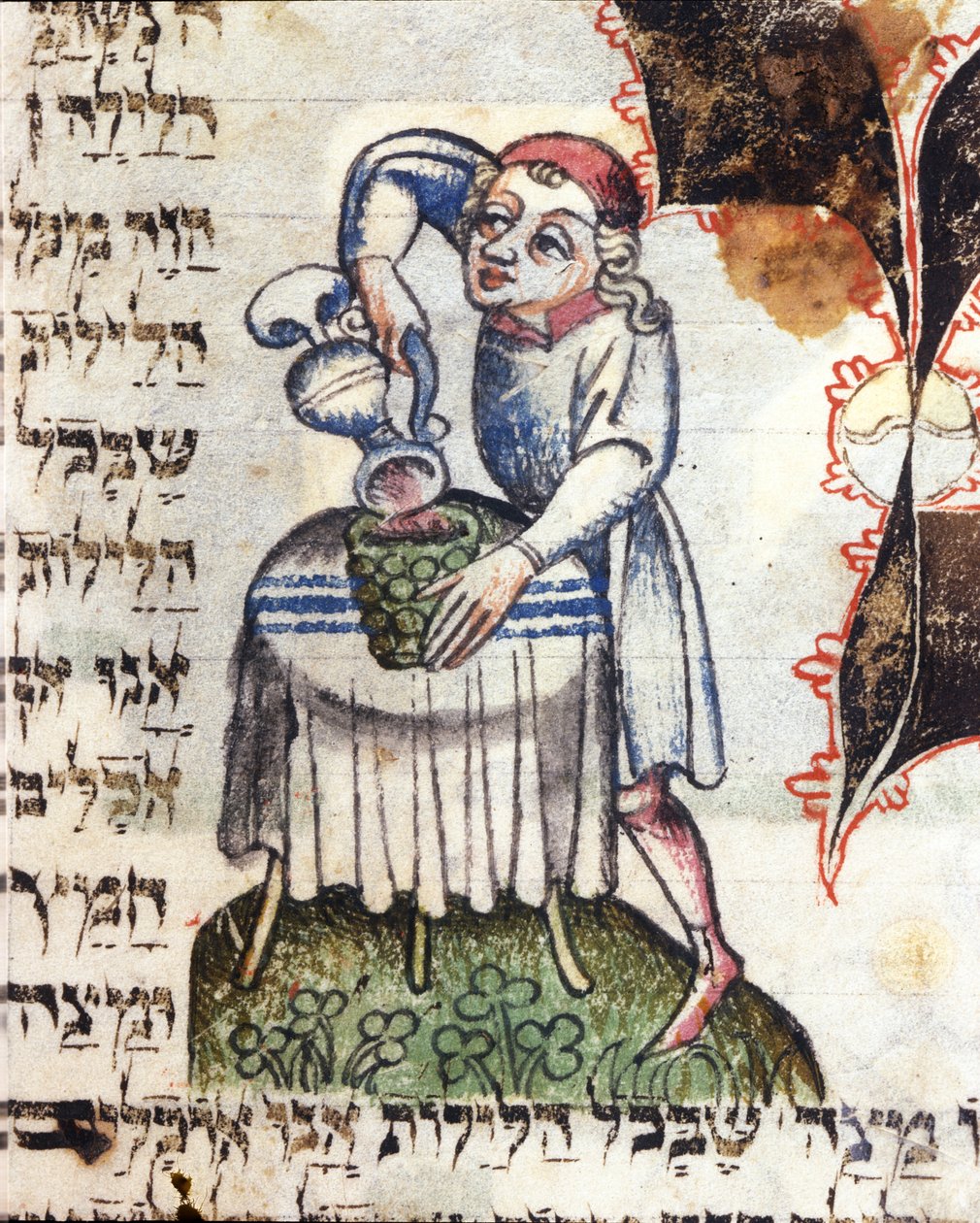 En hushjelp som skjenker vin (vellum) av Italian School
