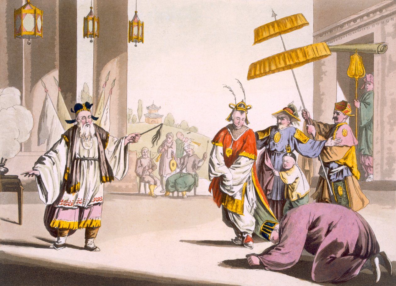 En teaterforestilling i friluft, ca. 1820-30-tallet av Italian School