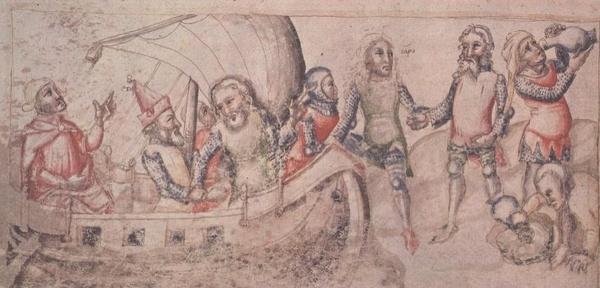 Legg til 15477 fol.2v Jason drar på sin reise, fra 
