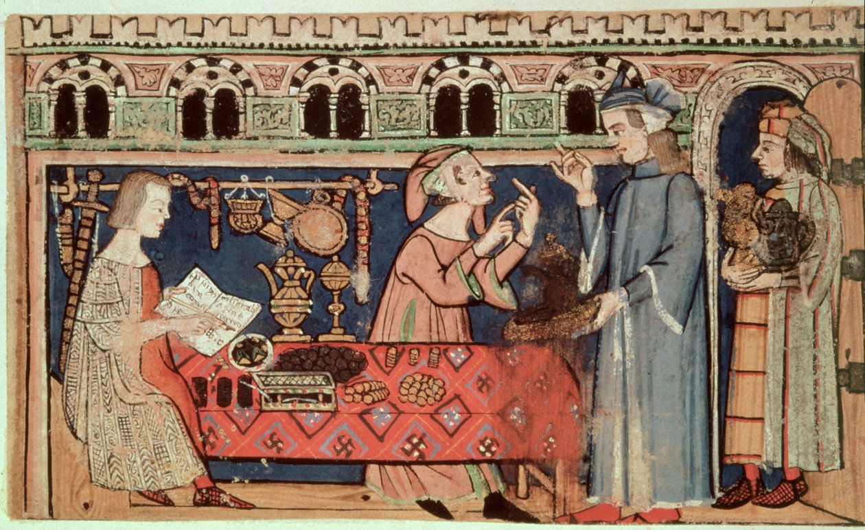 Legg til 27695 f.7v Pantelåneren, fra Treatise on the Vices (vellum) av Italian School
