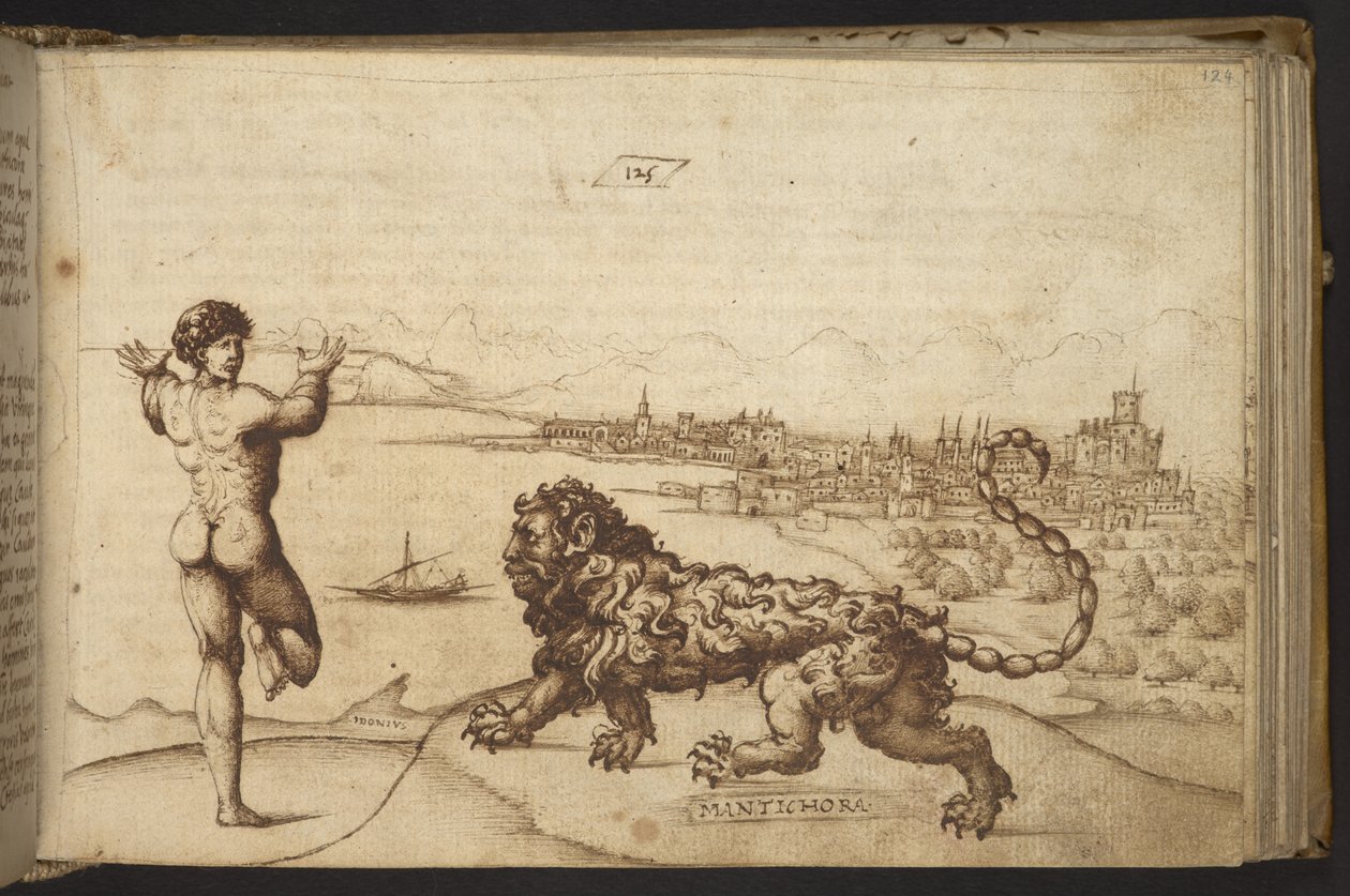 Legge til. 82955, f.124 Menneskelig skikkelse og en skapning (
