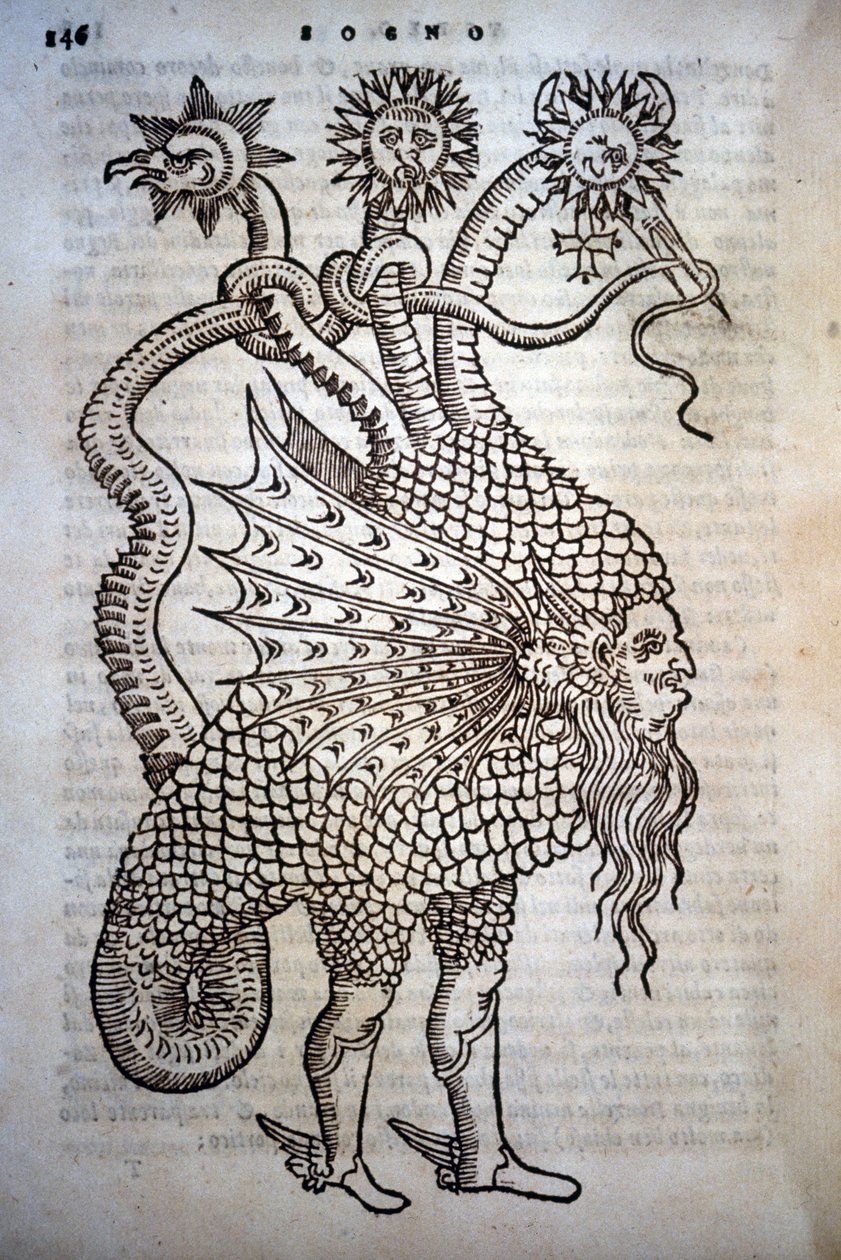 Alchimie: Monster Hybrid, i - "The Transmutatione Metallica Sogni Tre" av Giovanni Battista Nazari, redigert i Brescia i 1599. av Italian School