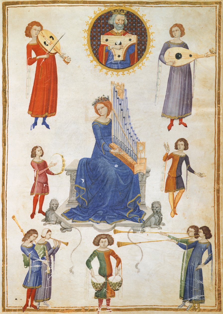 Allegory of music, manuskript VA folio 27 fra The Music Institute av Severin Boezio av Italian School