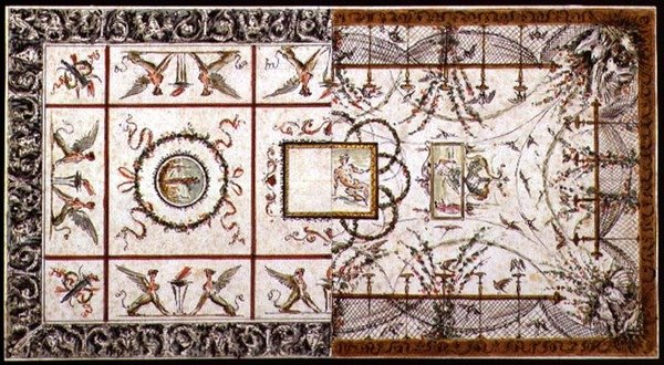 Alternative design for et nyklassisk tak, ca. 1800 (penn og blekk og akvarell på papir) av Italian School