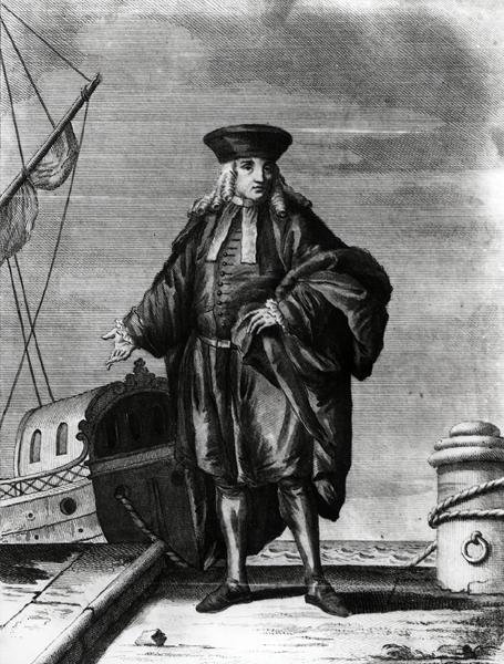 En admiral fra det venetianske arsenalet (gravering) (s/hvitt-bilde) av Italian School