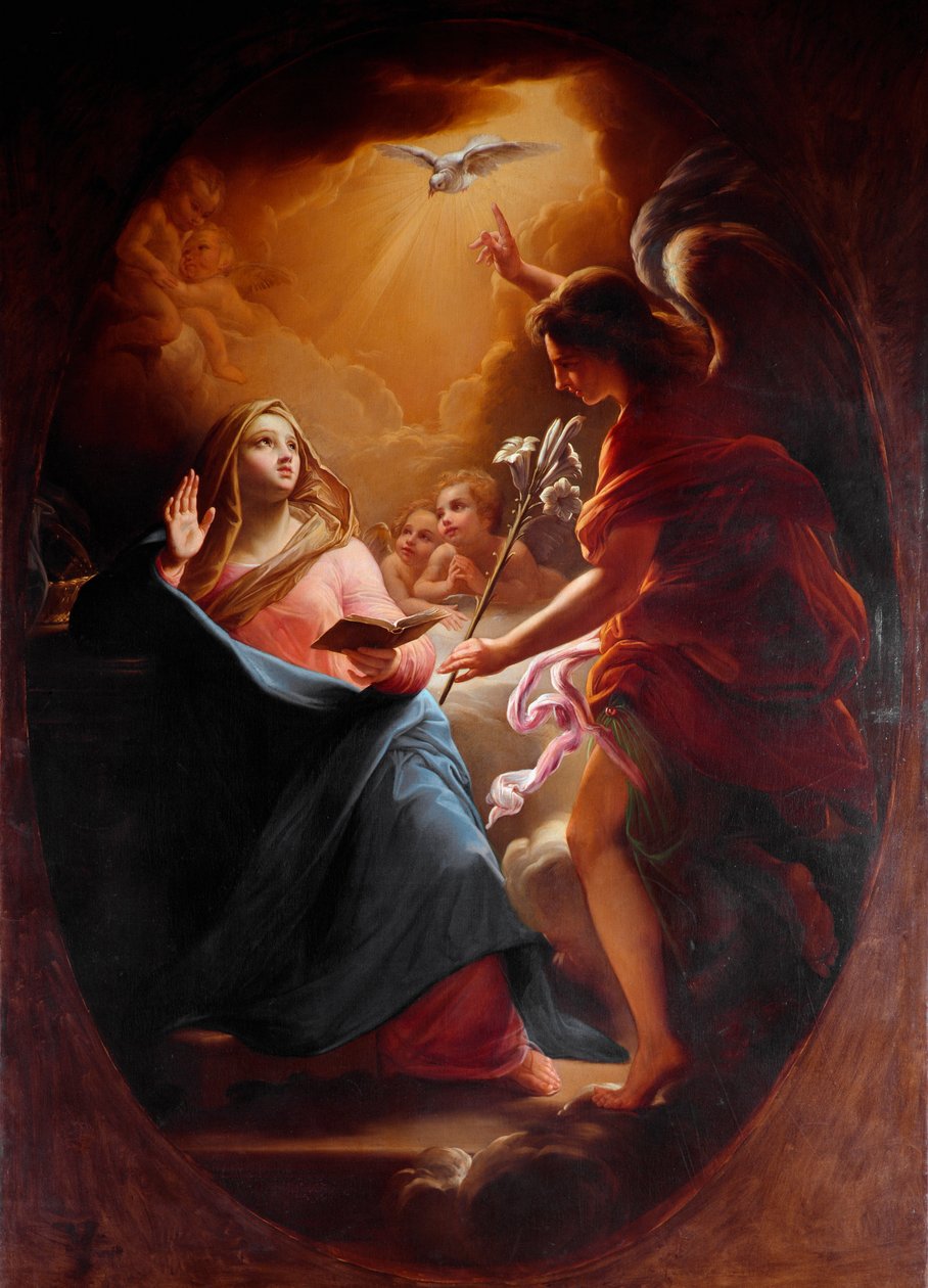 Annunciation Anonym maleri av Roma fra 1600-tallet, Chiesa del Sacro Cuore av Italian School