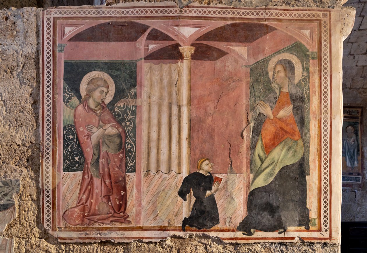 Annunciation, Oratory of the Crucifix, siste fjerdedel av det XIII århundre (fresco) av Italian School