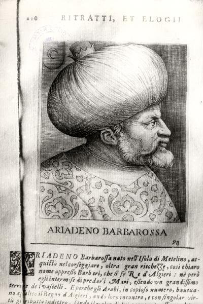 Ariadeno Barbarossa (ca. 1465-1546) (gravering) (s/hvitt-bilde) av Italian School