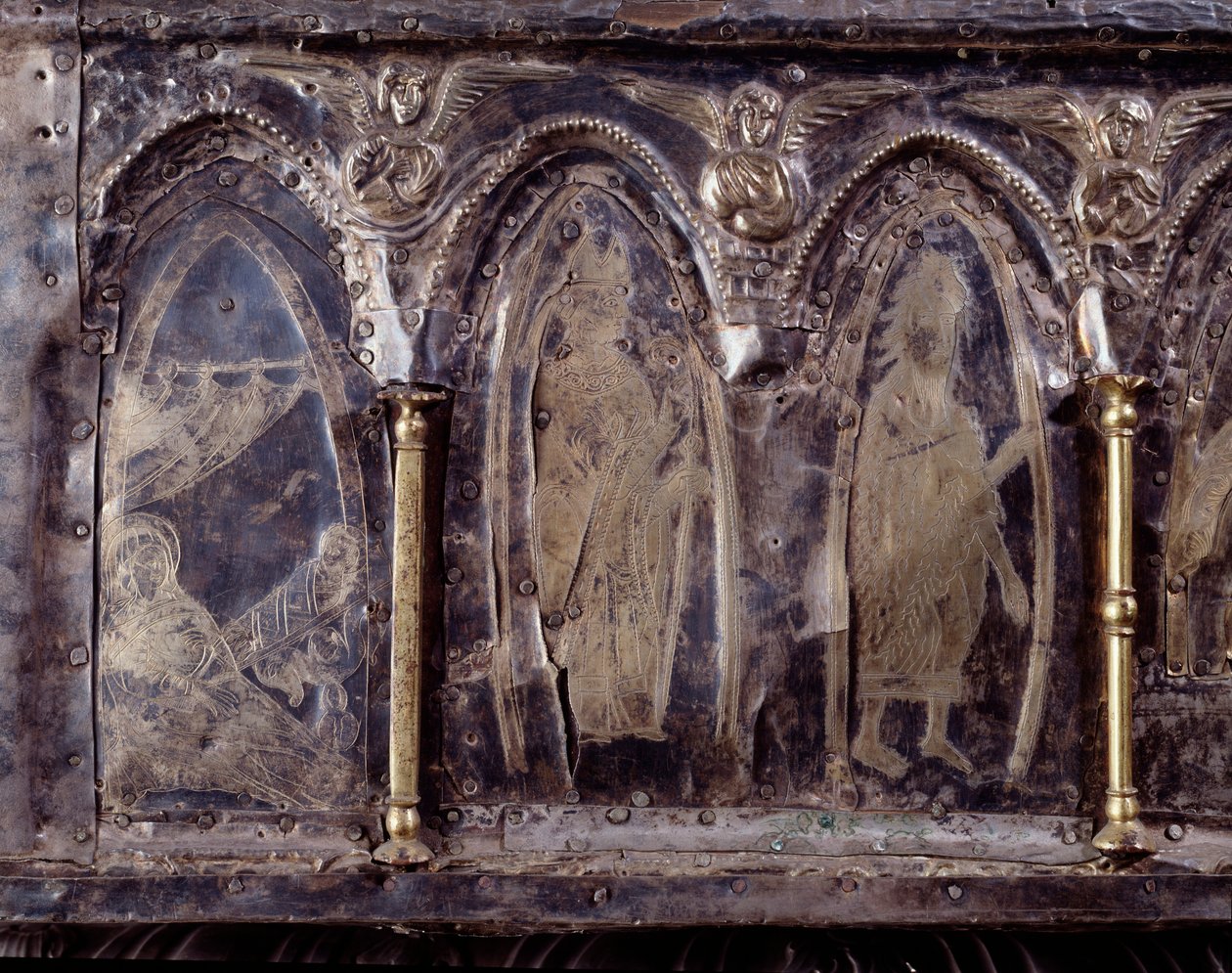 Ark of Barbarossa, med scener fra døperen Johannes (tre, sølvblad og steiner av Italian School