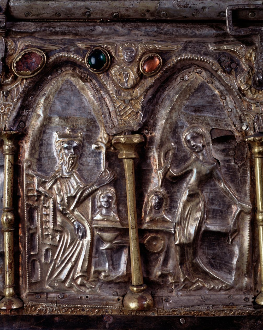 Ark of Barbarossa, med scener fra døperen Johannes (tre, sølvblad og steiner av Italian School