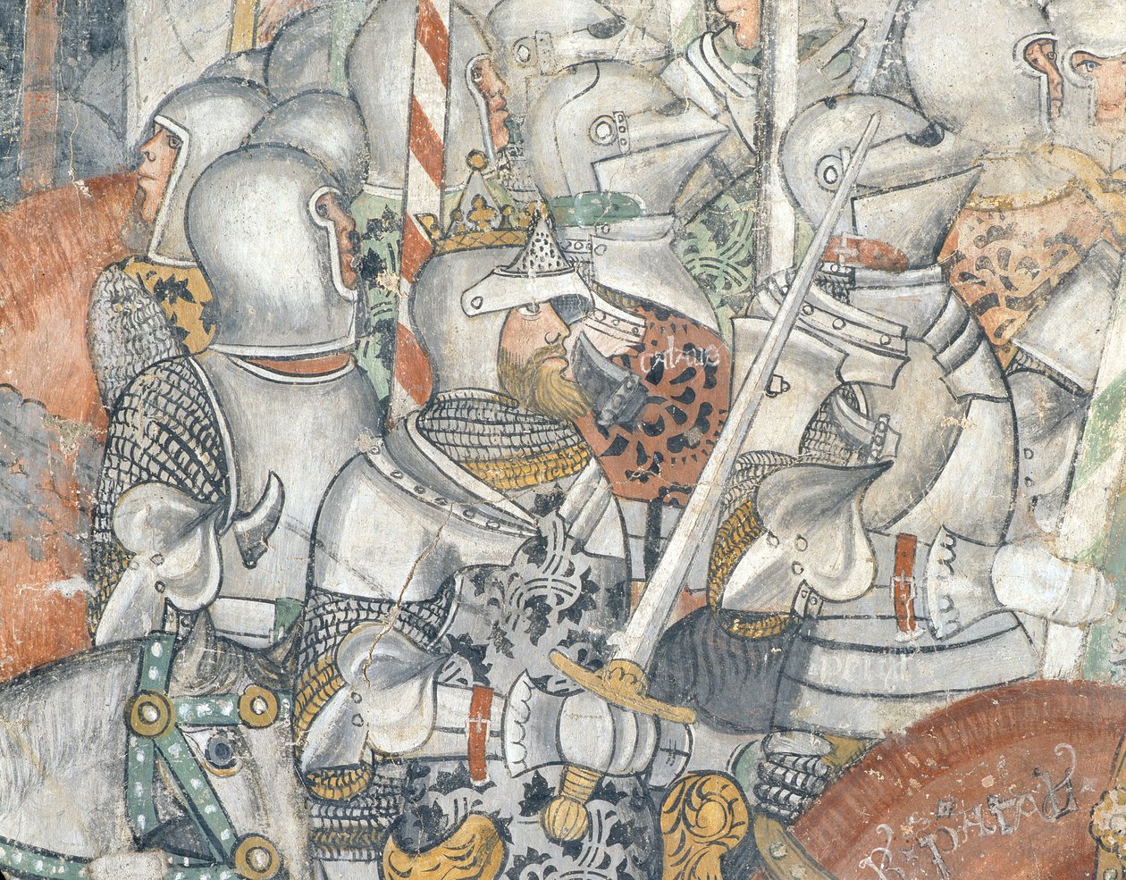 Hæren, detalj av en kampscene (fresco) av Italian School