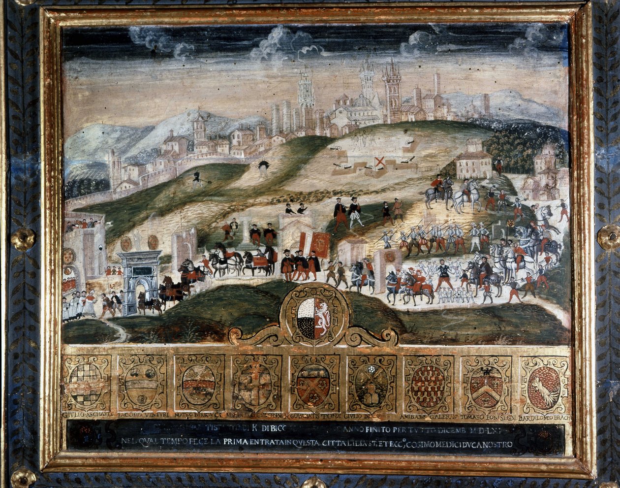 Ankomst til Siena av Cosimo I av Medici (1389 - 1464) - Nasjonalarkivet, Siena. av Italian School