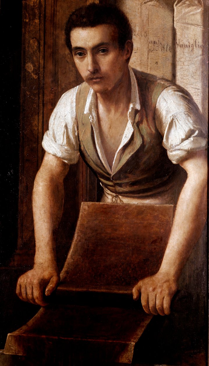 Håndverksmessig produksjon av sjokolade Anonym maleri av et skilt. 1875-1900 Milano, museo di Milano av Italian School
